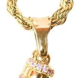 Pink Crystal Boxing Gloves Necklace Stainless Steel Pendant for Women Gifts